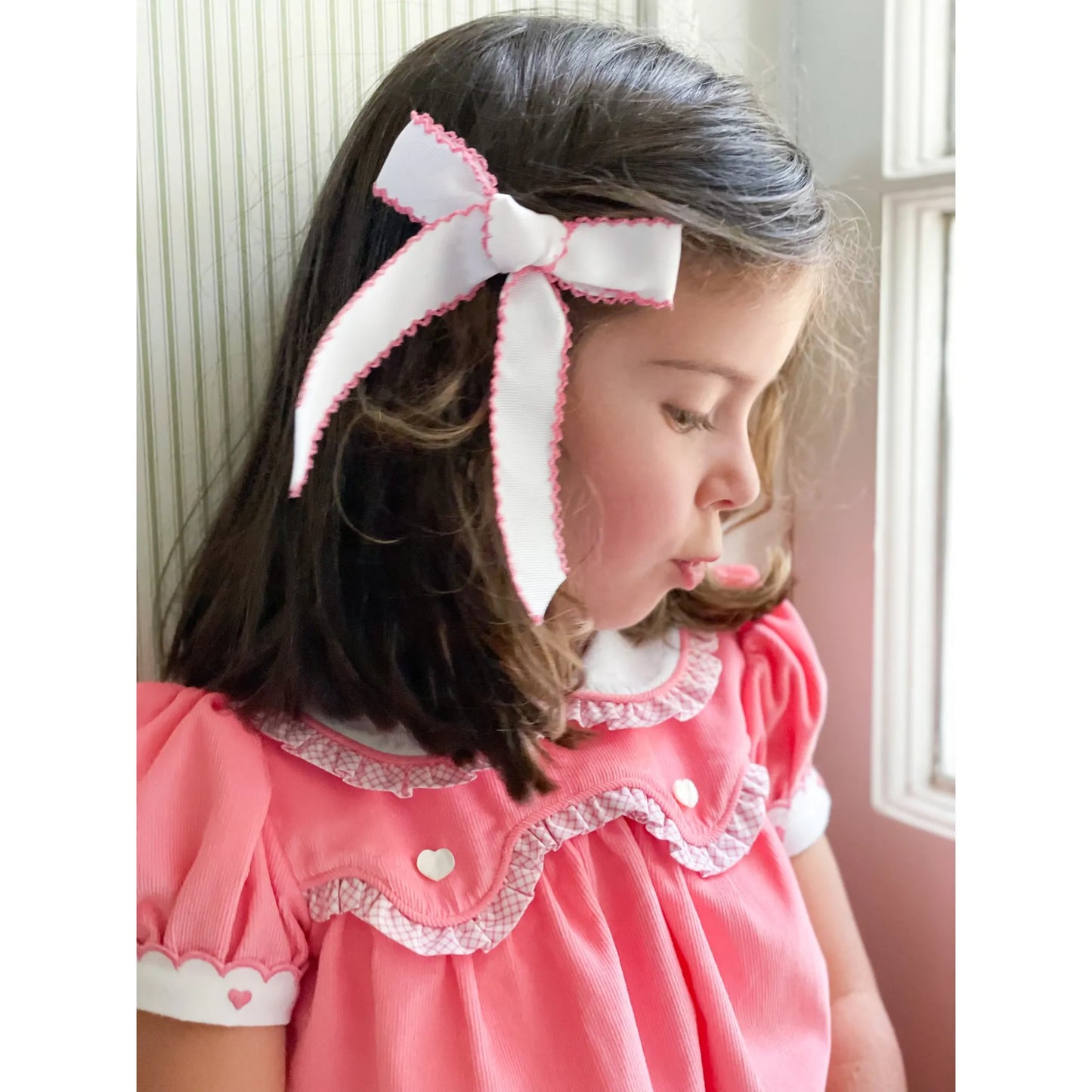 Bow- Coral Picot Trim