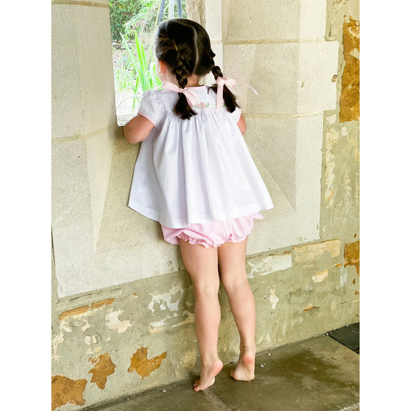 Girls Smocked Snail Apron Set