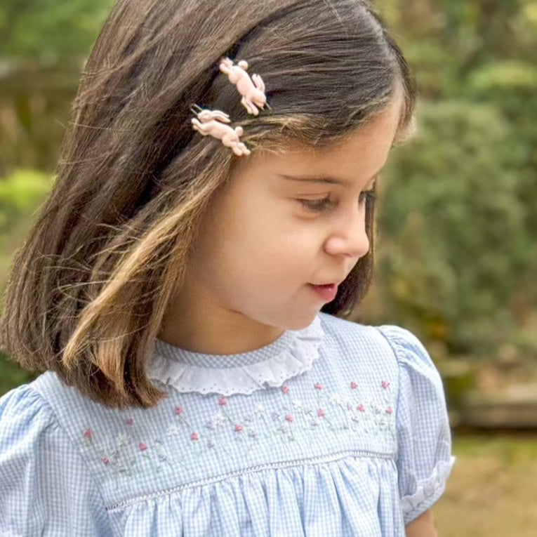 Vintage Bunny Barrettes- Pink