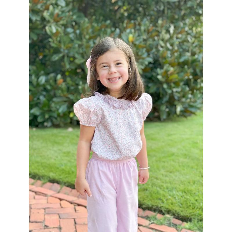 Ruffle Smocked Blouse- Lilac/Pink
