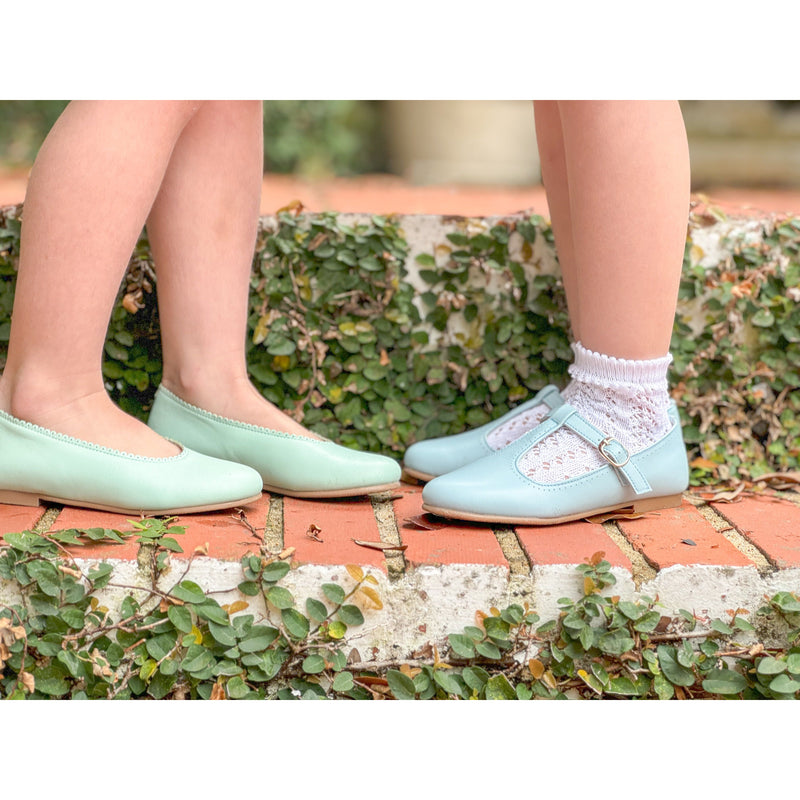 Mint Scalloped Flats