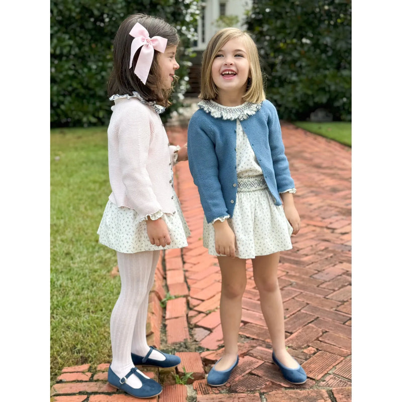Ruffle Smocked Blouse- French Blue