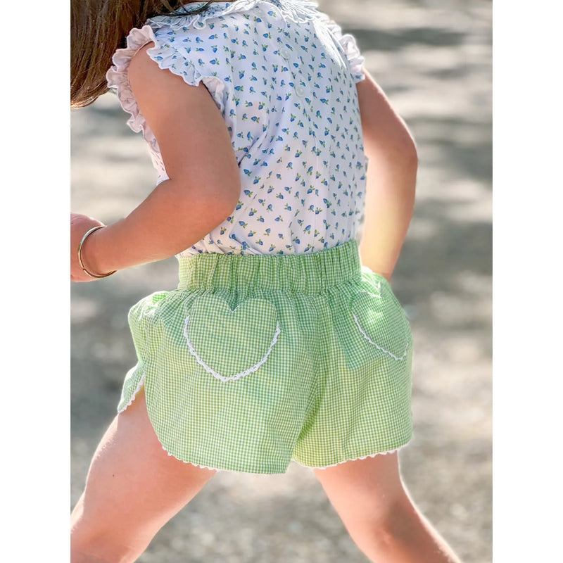 Angel Sleeve Smocked Blouse- Aquamarine Berries
