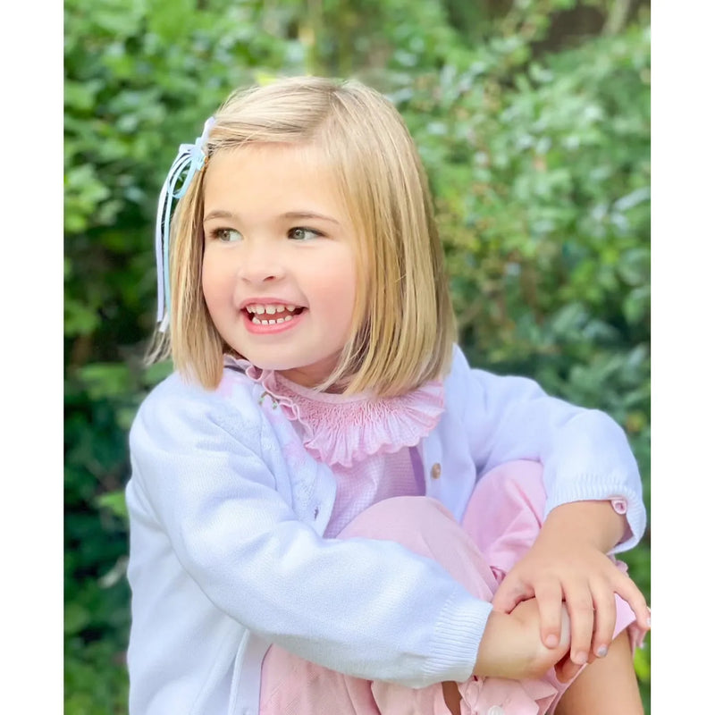 Blue and White Ribbon Barrette