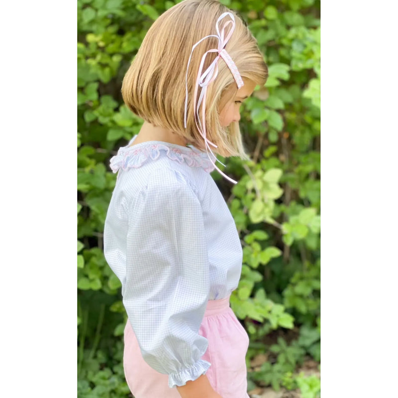 Pink and White Ribbon Barrette