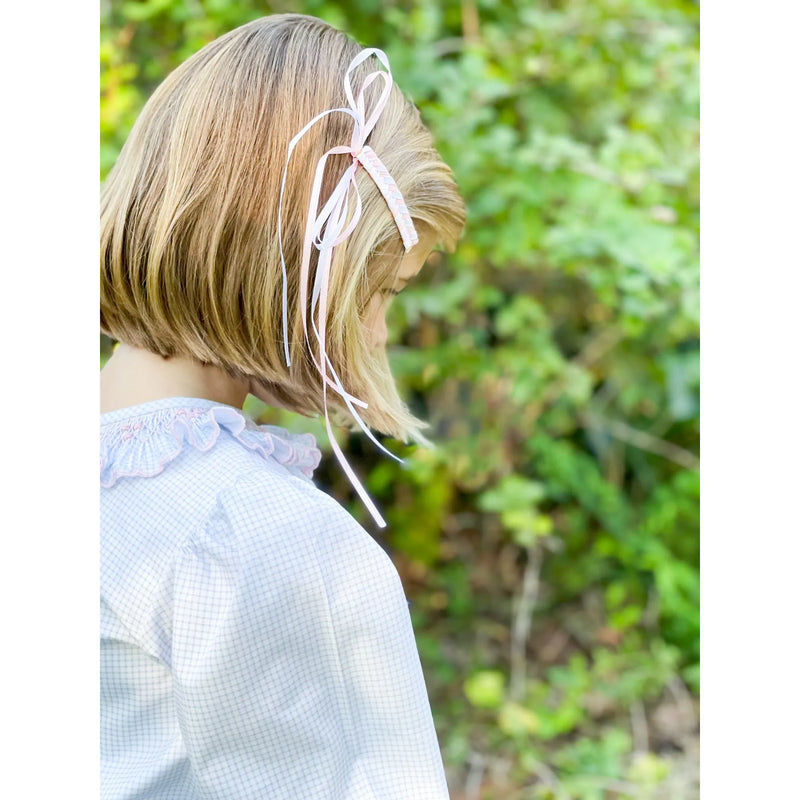 Pink and White Ribbon Barrette