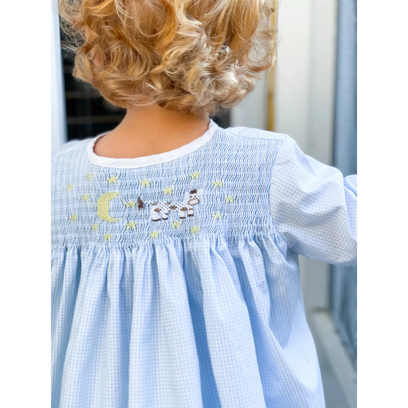 Long Sleeve Smocked Cow Jumps over the Moon
