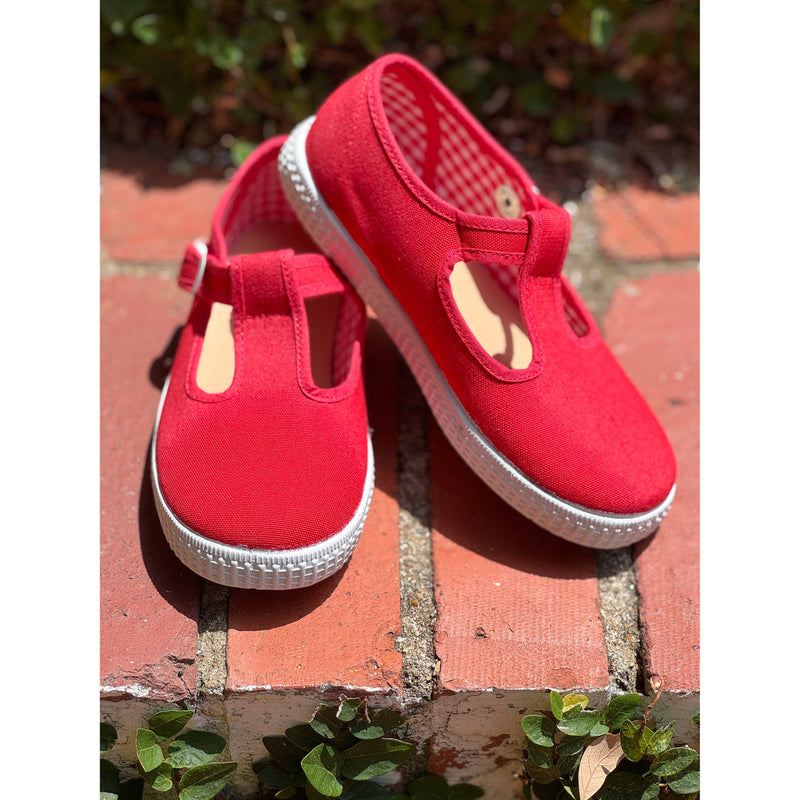 Canvas T-Strap- Red