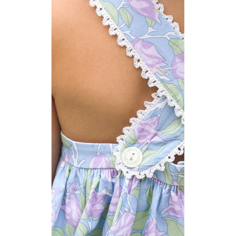 Swetes Short Set in Blue with Lavender Bougainvillea