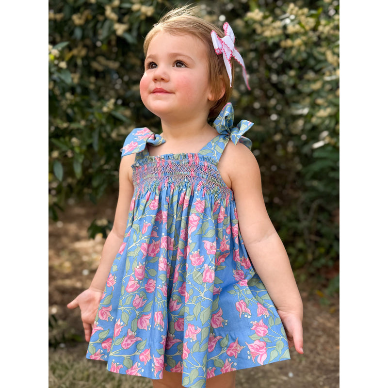 Loblolly Bloomer Set in Blue with Pink Bougainvillea