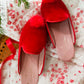 Girls Slippers- Red Velvet/Red Mink