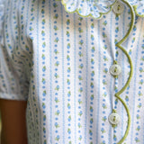 Smocked Blouse in Blue Posy