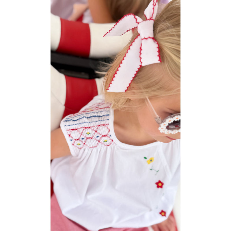 AK Archival Embroidered Smocked Blouse and Shorts