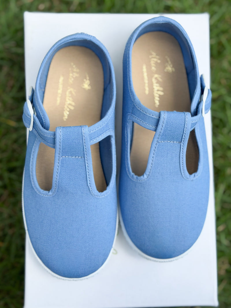 Canvas T-Strap in French Blue