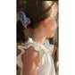 Scrunchie in Blue with Pink Bougainvillea