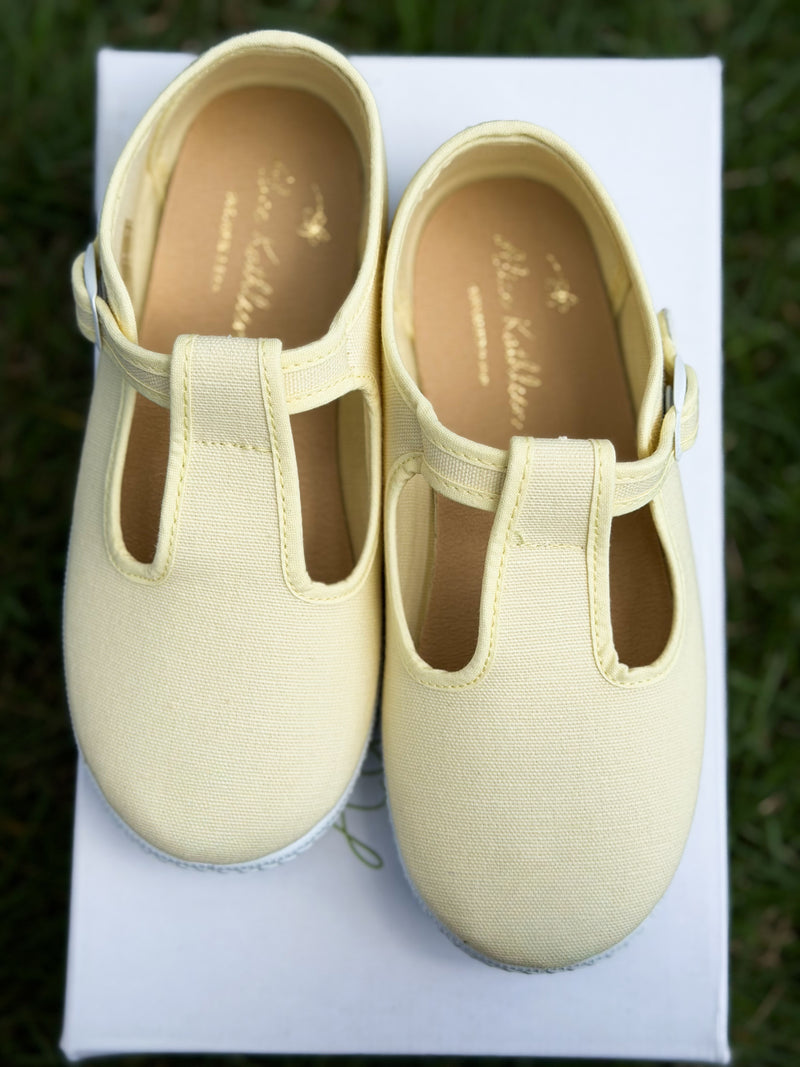 Canvas T-Strap in Pale Yellow