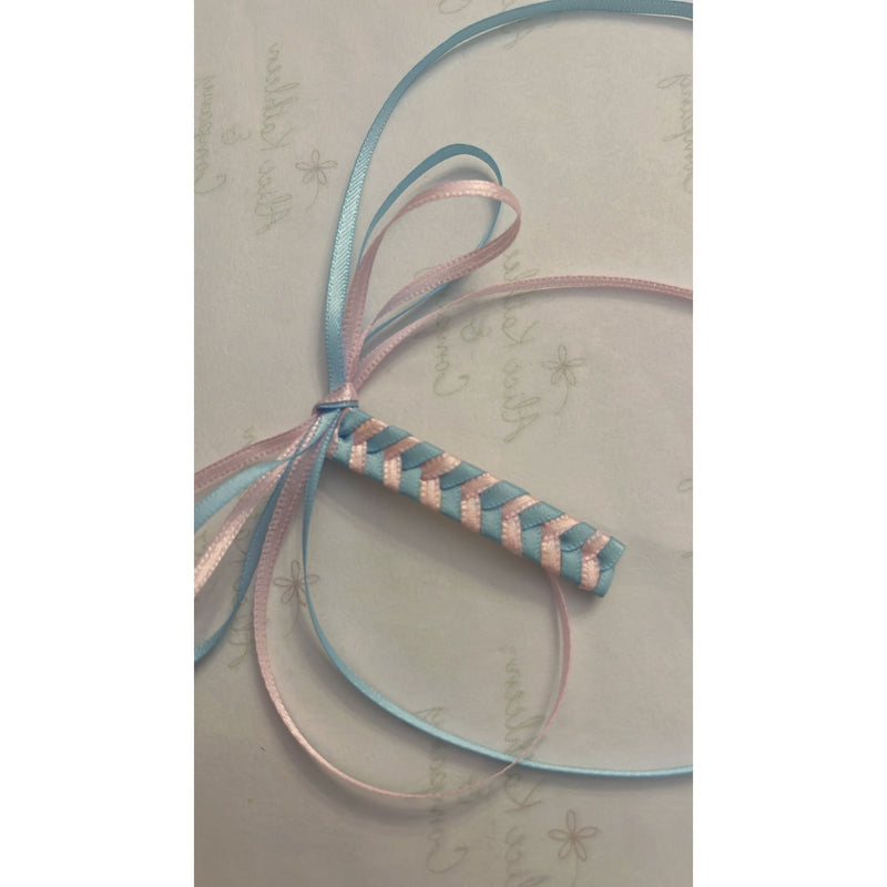 Blue and Pink Satin Ribbon Barrette
