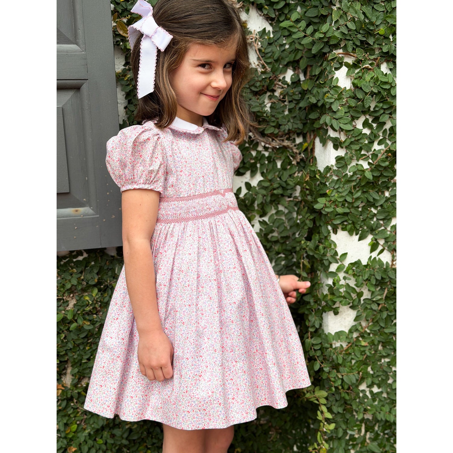 Smocked Waist Dress- Pink/Lilac Ditzy Floral