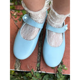 Mary Jane Scalloped Shoe in Blue