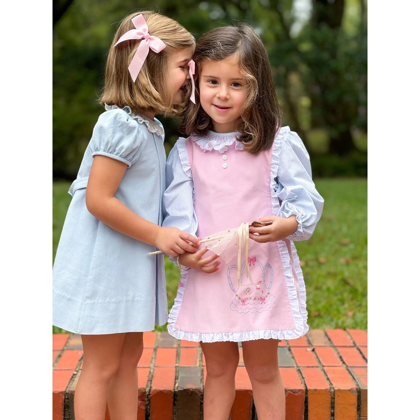 Smocked Ruffle Blouse- Blue Windowpane