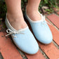 Beatrice Flat/ Blue/ Ecru Trim
