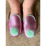 Girl Slipper- Metallic/Mint Mink