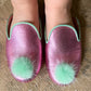 Girl Slipper- Metallic/Mint Mink