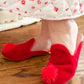 Girls Slippers- Red Velvet/Red Mink