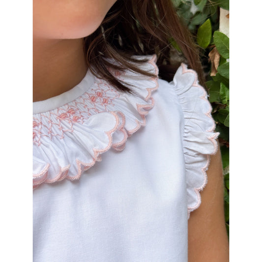 Angel Sleeve Ruffle Blouse in Pink