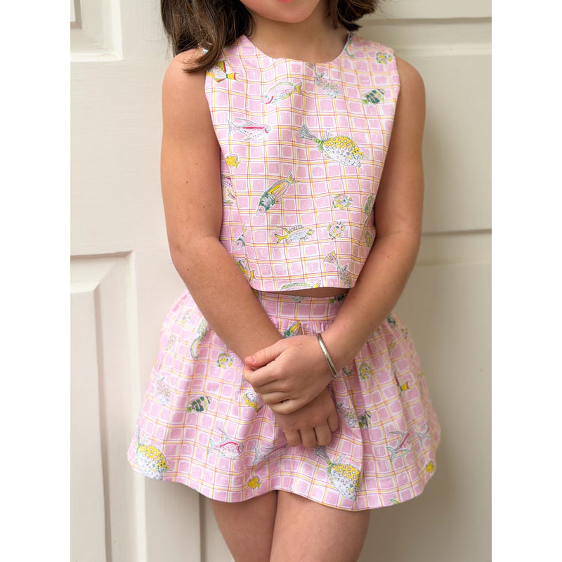 Stargazers Skort Set in Pink Fishing Net
