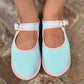Mary Jane in Blue with Pink Grosgrain