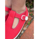 Canvas T-Strap in Coral