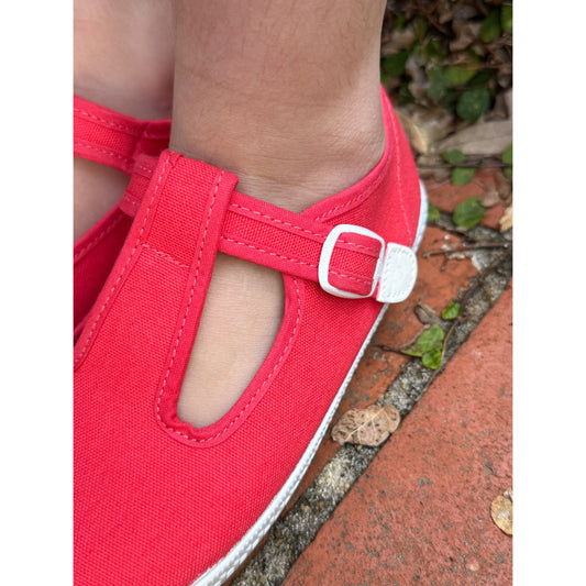 Canvas T-Strap- Coral