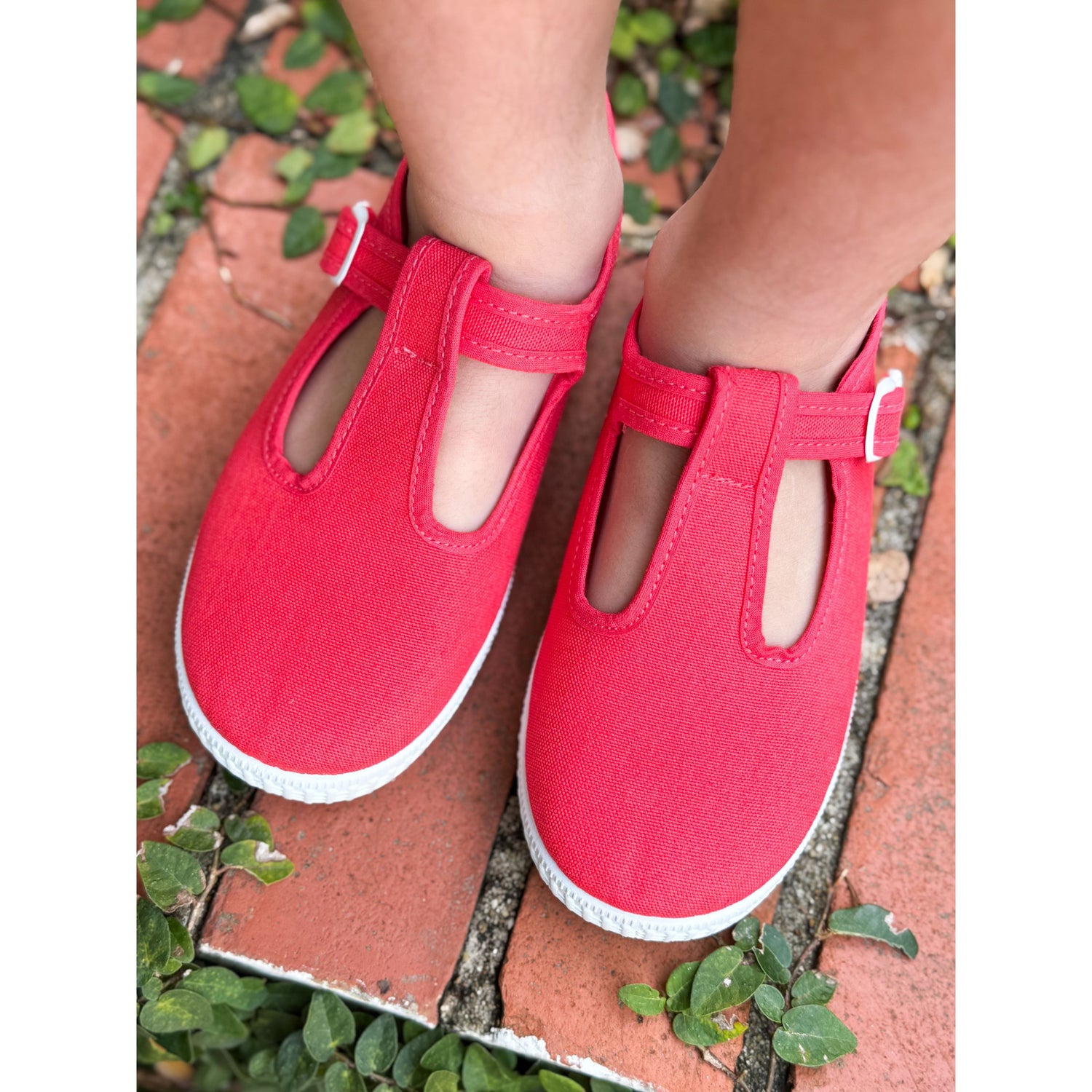 Canvas T-Strap- Coral