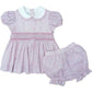 Smocked Waist Dress Set- Pink/Lilac