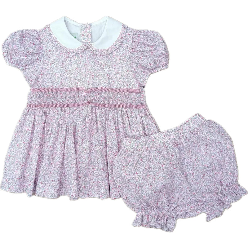 Smocked Waist Dress Set- Pink/Lilac
