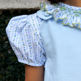 Smocked Blouse in Blue Posy