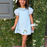 Smocked Blouse in Blue Posy