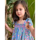 Loblolly Dress in Blue with Pink Bougainvillea