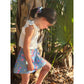 Loblolly Wrap Skirt in Blue with Pink Bougainvillea