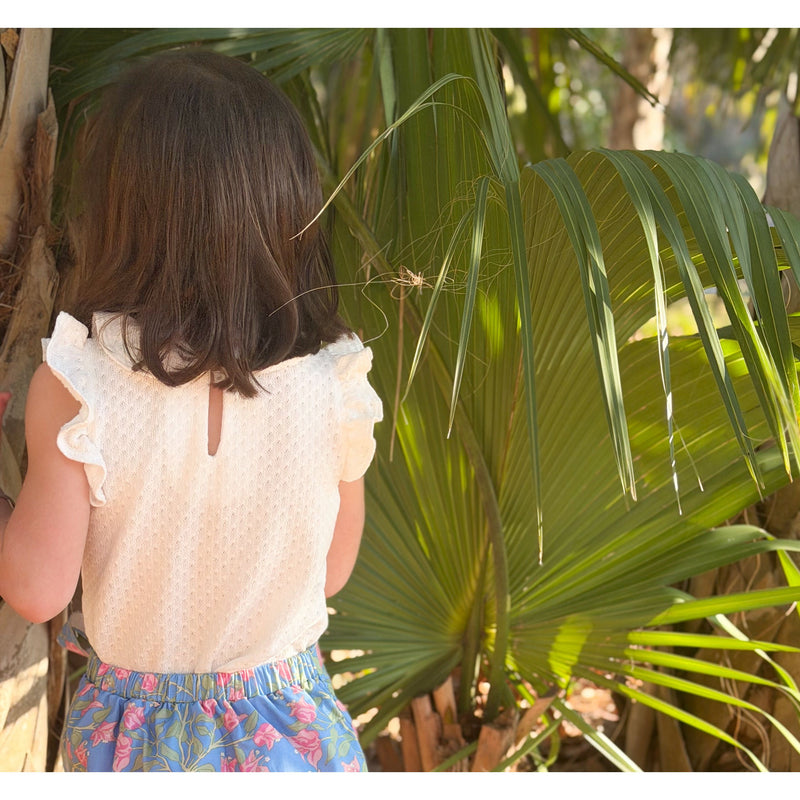 Mary Blouse in White Pointelle