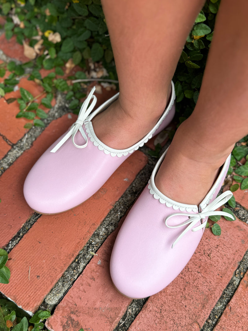 Beatrice Flat- Pink/Ivory Trim