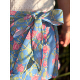 Loblolly Wrap Skirt in Blue with Pink Bougainvillea