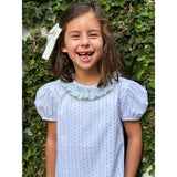 Smocked Blouse in Blue Posy