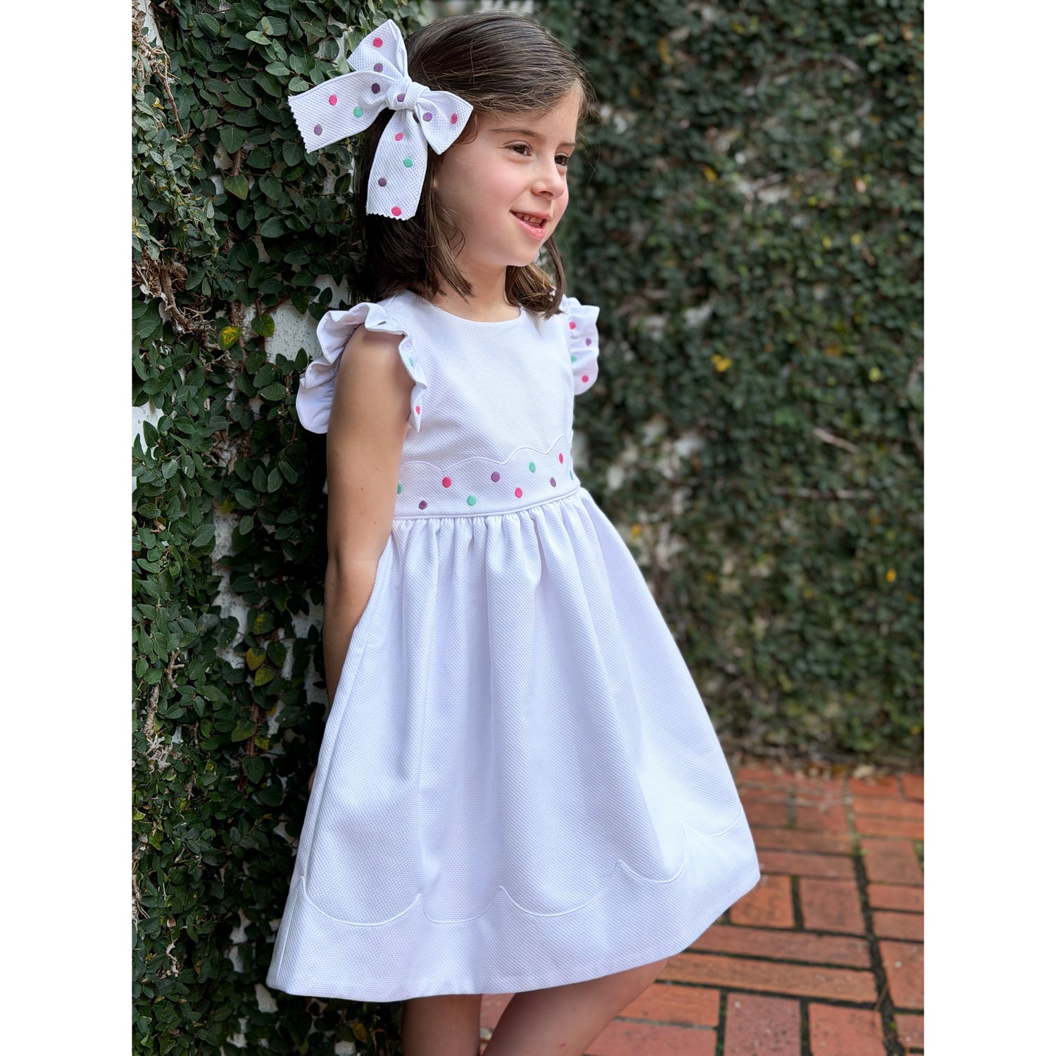 Embroidered Dot Dress