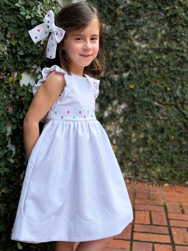 Embroidered Dot Dress