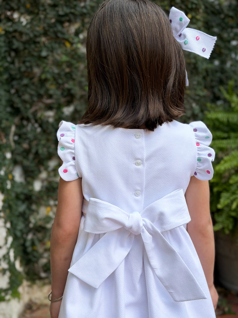 Embroidered Dot Dress