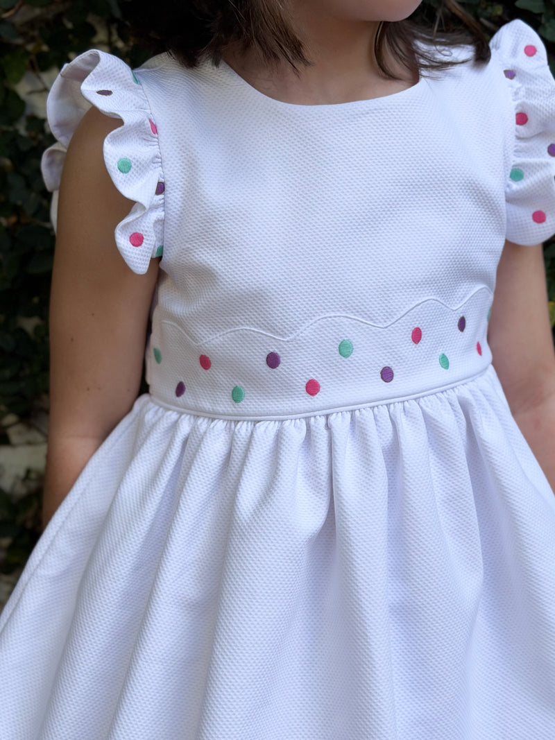 Embroidered Dot Dress