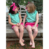 Smocked Ruffle Angel Sleeve Blouse- Grass Green