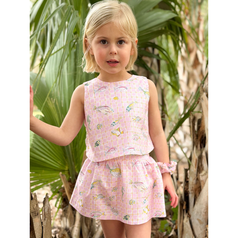 Stargazers Skort Set in Pink Fishing Net